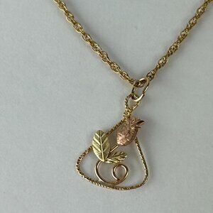 Vintage 14K GF 3 Colors Gold Rose Pendant Necklace 18"
